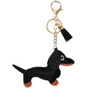 WeddHuis 1pcs Schlüsselanhänger Dackel,Süße Welpe Hundetasche Anhänger Leder Glücksbringer Geschenke für Lieblingsmensch Frauen Männer Kinder Geburtstag Schlüsselring(Schwarz)