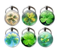 WeddHuis 6 Stück Kleeblatt Glücksbringer Schlüsselanhänger, Acryl Schlüsselanhänger, Glücksbringer Kinder, Silvester Kinder, Geburtstag Neujahr Glücksgeschenk