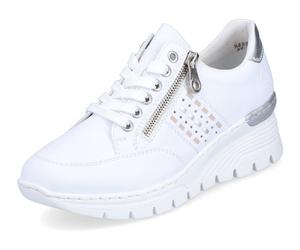 Wedgesneaker RIEKER, Damen, Gr. 41, weiß, Lederimitat, Schuhe Wedgesneaker, mit seitlichen Flechtdurchzügen, Freizeitschuh, Halbschuh, Schnürschuh, Topseller (98550307-41)