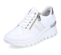 Wedgesneaker RIEKER, Damen, Gr. 42, weiß, Lederimitat, Schuhe Wedgesneaker, mit seitlichen Flechtdurchzügen, Freizeitschuh, Halbschuh, Schnürschuh (98550307-42)
