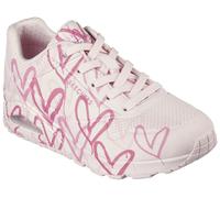 Wedgesneaker SKECHERS "UNO-SPREAD THE LOVE" Gr. 35, bunt (rosa, weiß, multi) Damen Schuhe Frühlingsschuhe mit auffälligem Graffiti-Print (79116716-35)