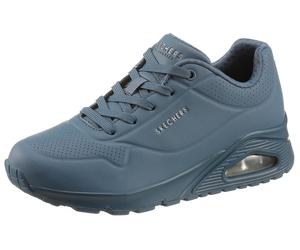 Wedgesneaker SKECHERS "Uno - Stand on Air", Damen, Gr. 35, blau, Lederimitat, Schuhe Modernsneaker Sneaker low, Freizeitschuh, Halbschuh, Schnürschuh mit feiner Perforation, Topseller (34922649-35) bl
