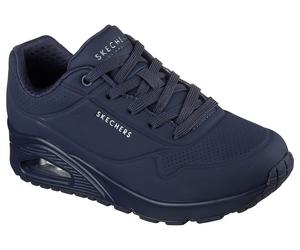 Wedgesneaker SKECHERS "UNO STAND ON AIR", Damen, Gr. 40, blau (dunkelnavy), Lederimitat, Schuhe, Freizeitschuh, Halbschuh, Schnürschuh weich gepolsterte Innensohle, Topseller (12667914-40) dunkelnavy