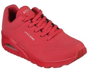 Wedgesneaker SKECHERS "UNO STAND ON AIR", Damen, Gr. 41, rot, Lederimitat, Schuhe, Freizeitschuh, Halbschuh, Schnürschuh weich gepolsterte Innensohle, Topseller (16160147-41) rot