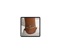 Wedity Fußkettchen Set mit Seestern-Anhänger, 2-teilig, Weiß und Türkis, Perlen Strand Fußschmuck (Grün)