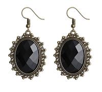 Wedity Gothic Schwarz Sexy Spitze Kragen Quaste Choker Halloween Party Zubehör für Frauen Mädchen (Schwarze Ohrringe)