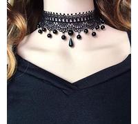 Wedity Gothic Schwarz Sexy Spitze Kragen Quaste Choker Halloween Party Zubehör für Frauen Mädchen (Schwarze Halskette 8)