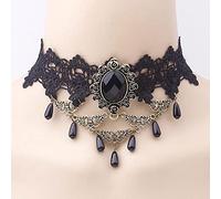 Wedity Gothic Schwarz Sexy Spitze Kragen Quaste Choker Halloween Party Zubehör für Frauen Mädchen (Schwarze Halskette 7)