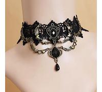 Wedity Gothic Schwarz Sexy Spitze Kragen Quaste Choker Halloween Party Zubehör für Frauen Mädchen (Schwarze Halskette 10)