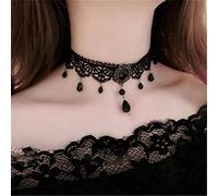 Wedity Gothic Schwarz Sexy Spitze Kragen Quaste Choker Halloween Party Zubehör für Frauen Mädchen (Schwarze Halskette 1)