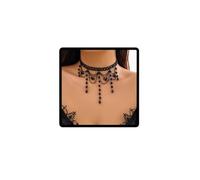 Wedity Gothic Style Dark Cross Halskette Punk Beaded Quaste Choker Halskette Schwarze Quaste Halskette Halloween Schmuck für Frauen (Schwarz A)