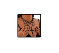 Wedity Gothic Style Dark Cross Halskette Punk Beaded Quaste Choker Halskette Schwarze Quaste Halskette Halloween Schmuck für Frauen (Schwarz B)