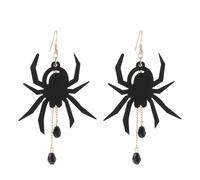 Wedity Halloween Flügel Ohrringe - Lustige Kürbis, Fledermaus, Spinne, Mond, Gothic Schädel Skelett Tropfen Schmuck für Frauen Mädchen (Schwarze Spinne)