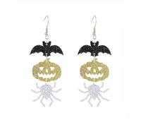 Wedity Halloween Flügel Ohrringe Lustige Kürbis Fledermaus Spinne Mond Ohrringe Gothic Schädel Skelett Tropfen Ohrringe Schmuck für Frauen Mädchen (Kürbis aus Gold)