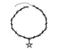 Wedity Schwarze Kreuz Halskette Gothic Layered Sterne Mond Halsketten Halloween Schmuck für Frauen und Mädchen (Schwarz A)