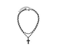 Wedity Schwarze Kreuz Halskette Gothic Layered Sterne Mond Halsketten Halloween Schmuck für Frauen und Mädchen (Schwarz C)