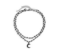 Wedity Schwarze Kreuz Halskette Gothic Layered Sterne Mond Halsketten Halloween Schmuck für Frauen und Mädchen (Schwarz B)