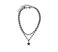 Wedity Schwarze Kreuz Halskette Gothic Layered Sterne Mond Halsketten Halloween Schmuck für Frauen und Mädchen (Schwarz D)