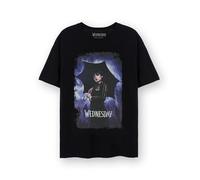 Wednesday Mittwoch Damen T-Shirt | Damen Addams Regenschirm Distressed Grafik T-Shirt in Schwarz | Netflix Series Merchandise Erwachsene Kurzarm-Oberteil | Das Addams Family Apparel Geschenk für sie