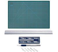 Wedo 078722 Cutter Hobbymesser Set silber inklusiv 6 Ersatzklingen im Set mit Wedo Schneidematte 45 x 30 cm und Schneidelineal 50cm Alu mit Rutschbremse (1, Cutter + Matte + Lineal 50cm)