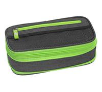 WEDO 24244011 Schlamperbox NEON Stretch, vergrößerbar, mehrere Fächer, Stiftschlaufen, inkl. Stundenplan, grau neon-grün