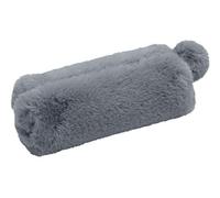 Wedo Schlampermäppchen FLUFFY 24274041 – Polyesterplüsch, Innenfutter, Fellkugelanhänger – blaugrau