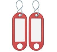 Wedo 262103402 Schlüsselanhänger Kunststoff (mit S-Haken, auswechselbare Etiketten) 10 Stück, rot, 17 x 10 x 1 cm (Packung mit 2)
