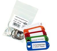 Wedo 26230015 Schlüsselringe Metallringe Sortiment in verschiedenen Größen sortiert, 15 Stück, silber + 15 Schlüsselanhänger (mit S-Haken) in verschiedenen, zufälligen Farben