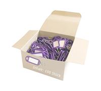 Wedo 262803408 Schlüsselanhänger Kunststoff (mit S-Haken, auswechselbare Etiketten) 100 Stück, violett