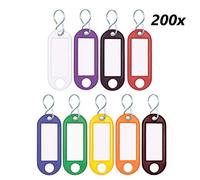 WEDO 262803499 Schlüsselanhänger (aus Kunststoff, mit S-Haken, auswechselbare Etiketten) farbig Sortiert (Farbig Sortiert | 200x)