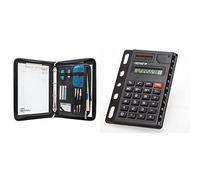 Wedo 585001 Konferenzmappe Elegance & Genie 325 8-stelliger abheftbarer Taschenrechner ; kompaktes Design mit Universallochung) schwarz