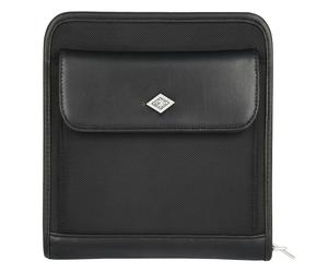 WEDO 585101 585101 Konferenzmappe Elegance aus Kunstleder/Nylon, mit 4-Ring-Mechanik, Reißverschluss, viele Fächer für A5-Formate schwarz - schwarz 585101