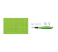 Wedo 79245 Schneidematte Comfortline A3 (45 x 30 x 0,3 cm) apfelgrün & 7852199 Cutter Skalpell Comfortline (mit Softgriff inklusive 5 Ersatzklingen und Schutzkappe) apfelgrün/schwarz