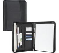 Wedo 5854301 Tagungsmappe Elegance (mit Reißverschluss, Kunstleder, strukturiertes Nylon, viele verschiedene Fächer, Schreibblock, A4) schwarz