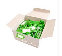 WEDO Schlüsselanhänger 100 Stück, grün - mit S-Haken, beschriftbar & Etiketten auswechselbar, 52×21×3 mm, Made in Germany