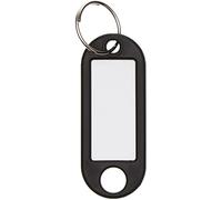 WEDO Schlüsselanhänger 100 Stück, schwarz - mit 18 mm Ring, beschriftbar & Etiketten auswechselbar, 52×21×3 mm, Made in Germany