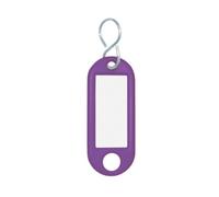 WEDO Schlüsselanhänger 100 Stück, violett - mit S-Haken, beschriftbar & Etiketten auswechselbar, 52×21×3 mm, Made in Germany