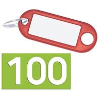 Wedo Schlüsselanhänger Kunststoff mit Ring und Beschriftungsetikett (100 Stück/Rot)