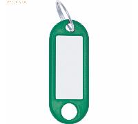 WEDO Schlüsselanhänger mit Ring, Durchmesser: 18 mm, grün aus Kunststoff, mit weißem, beschriftbarem, auswechselbarem - 100 Stück (262 801804)