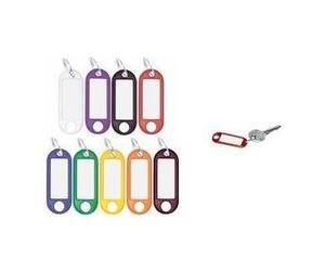 WEDO Schlüsselanhänger mit Ring, Durchmesser: 18 mm, rot aus Kunststoff, mit weißem, beschriftbarem, auswechselbarem - 100 Stück (262 801802)