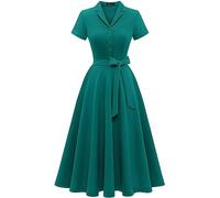 Wedtrend Rockabilly Kleid Damen Vintage Kleid Damen Abendkleid Burgund Kleid Damen Freizeitkleid Sommer WTP30001 Turquoise XL