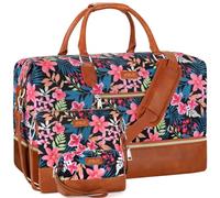 Weekender Bag for Women, Travel Duffel Bag Carry On Overnight Bag with Shoe Compartment Large Nylon Travel Tote Bag 54,6 cm with Toiletry Bag for Traveling Business Weekend Trip Gift 3Pcs Set, 9-Black