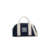 Weekender TOMMY JEANS "TJM BOLD VARSITY DUFFLE", Gr. B/H/T: 46,5cm x 25cm x 23,5cm, blau (nachtblau), Textil, Taschen Weekender, Unisex Umhängetasche, Henkeltasche mit Kontrastbesatz (16232151-0) nach
