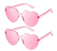 Weewooday 2 Paar Herz Sonnenbrillen Herzförmige Rahmenlose Sonnenbrillen für Frauen