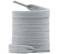 WEGOODZF Polyester Sneaker Flach Schnürsenkel: 9MM Breite 2 Paar 120CM Grau Doppellagig Schuhbänder für Turnschuhe