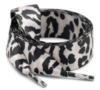 WEGOODZF Seiden Ribbon Satin Schnürsenkel: 2CM Breite Flach Schuhbänder 150CM Weiß Schwarz Leopard für Damen 2 Paar