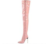 WEHAM Overknee-Stiefel für Damen in Übergröße, Kunst-PU, Tanzschuhe, Kniehoch Mit Seitlichem Reißverschluss, Rosa, 44