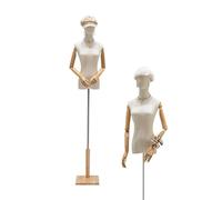 Weibliche Kleid Form Mannequin Torso, justierbarer Höhe 120-190cm, Kleidung Display Modell Körper Stand mit Kopf, hölzerne Arme und Basis zum Nähen von Kleidung, für Kleidung Kleid Schmuck Display