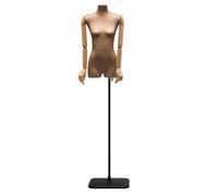 Weibliche Schaufensterpuppe mit abnehmbaren Holzarmen, Brustumfang 57-72,9 Zoll,men, Brustumfang 57-72,9 Zoll, abnehmbarer Ständer, Metallfuß zur Präsentation von Kleidung (rechteckiger Fuß)