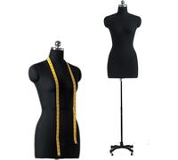 Weibliche Schaufensterpuppe Torso Kleid Form mit verstellbarem Ständer und Rädern, schwarzes Display Manikin zum Nähen